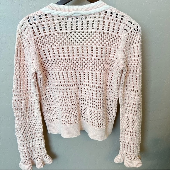 DH tennis pullover sweater, pointelle knit, baby pink w. white cableknit detail - Picture 4 of 11
